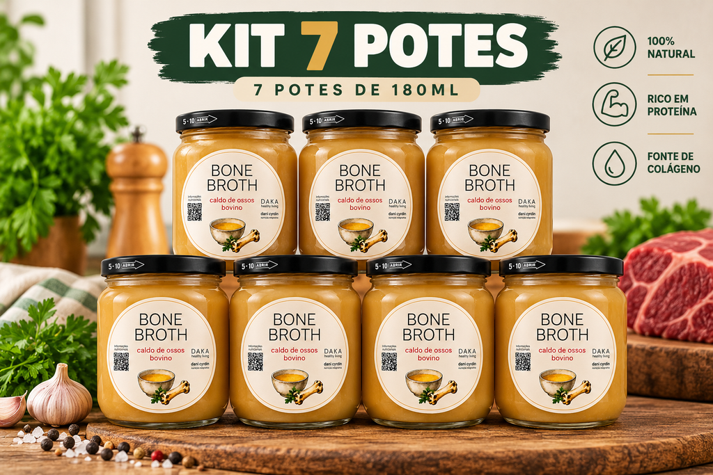 Caldo de Ossos Bovino | Kit 7 Potes de 180ml
